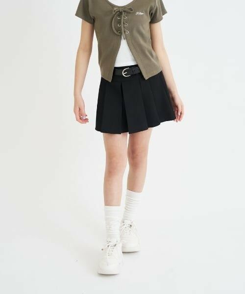 PINK-latte / ピンク ラテ ショート・ハーフ・半端丈パンツ | ベルトつきプリーツミニスカート（黒）