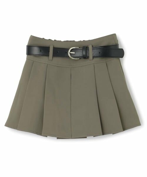 PINK-latte / ピンク ラテ ショート・ハーフ・半端丈パンツ | ベルトつきプリーツミニスカート（グレー）