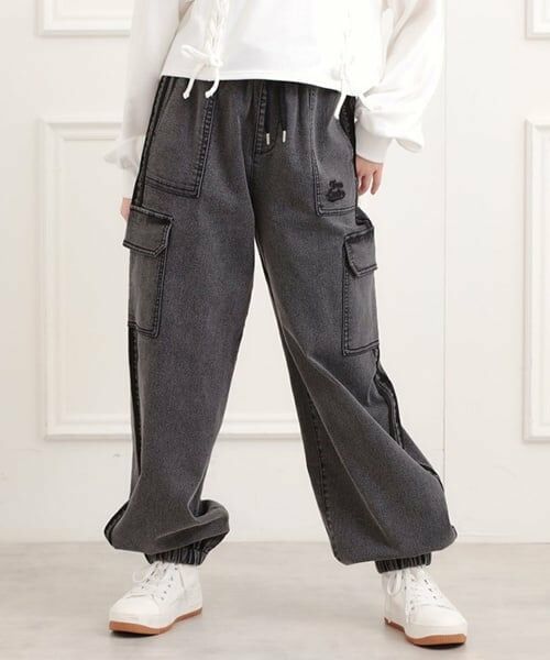 PINK-latte / ピンク ラテ その他パンツ | ラインデニムカーゴパンツ（グレー）