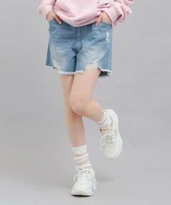 PINK-latte / ピンク ラテ ショート・ハーフ・半端丈パンツ | デニムツイルダメージショートパンツ