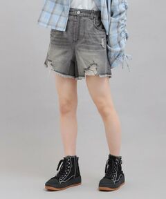 PINK-latte / ピンク ラテ ショート・ハーフ・半端丈パンツ | デニムツイルダメージショートパンツ