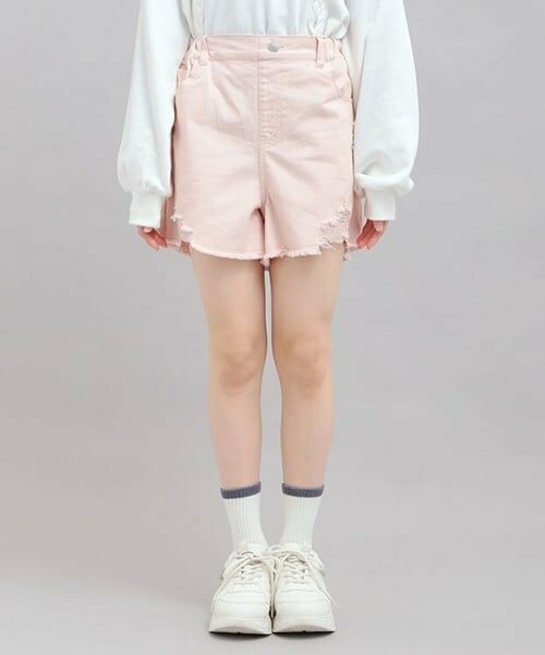 PINK-latte / ピンク ラテ ショート・ハーフ・半端丈パンツ | デニムツイルダメージショートパンツ | 詳細1
