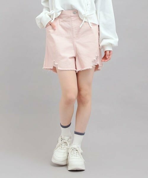 PINK-latte / ピンク ラテ ショート・ハーフ・半端丈パンツ | デニムツイルダメージショートパンツ | 詳細17