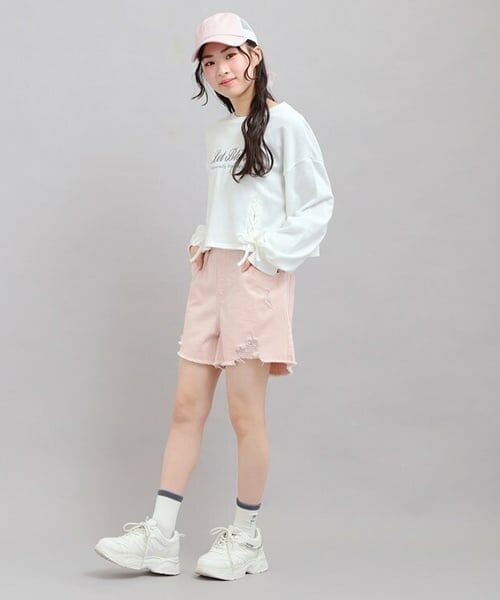 PINK-latte / ピンク ラテ ショート・ハーフ・半端丈パンツ | デニムツイルダメージショートパンツ | 詳細18