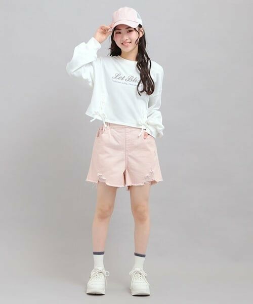 PINK-latte / ピンク ラテ ショート・ハーフ・半端丈パンツ | デニムツイルダメージショートパンツ | 詳細19