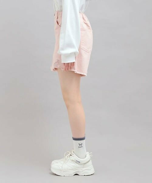 PINK-latte / ピンク ラテ ショート・ハーフ・半端丈パンツ | デニムツイルダメージショートパンツ | 詳細2