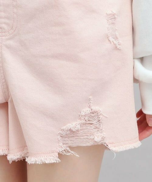 PINK-latte / ピンク ラテ ショート・ハーフ・半端丈パンツ | デニムツイルダメージショートパンツ | 詳細8