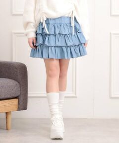 PINK-latte / ピンク ラテ ミニ・ひざ丈スカート | デニムティアードスカート