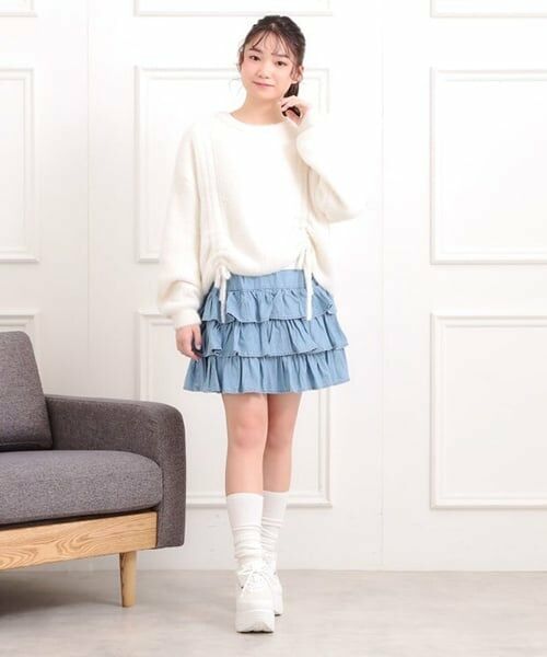 PINK-latte / ピンク ラテ ミニ・ひざ丈スカート | デニムティアードスカート | 詳細10
