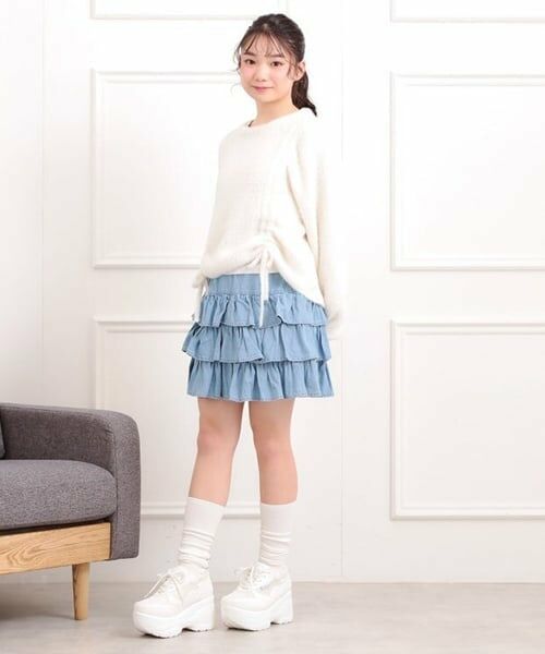 PINK-latte / ピンク ラテ ミニ・ひざ丈スカート | デニムティアードスカート | 詳細12