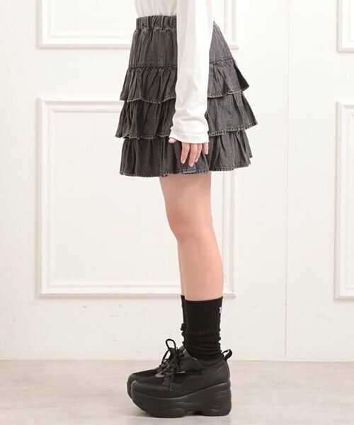 PINK-latte / ピンク ラテ ミニ・ひざ丈スカート | デニムティアードスカート | 詳細2