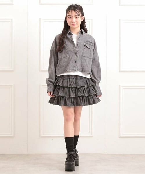 PINK-latte / ピンク ラテ ミニ・ひざ丈スカート | デニムティアードスカート | 詳細6