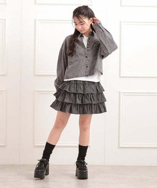 PINK-latte / ピンク ラテ ミニ・ひざ丈スカート | デニムティアードスカート | 詳細8