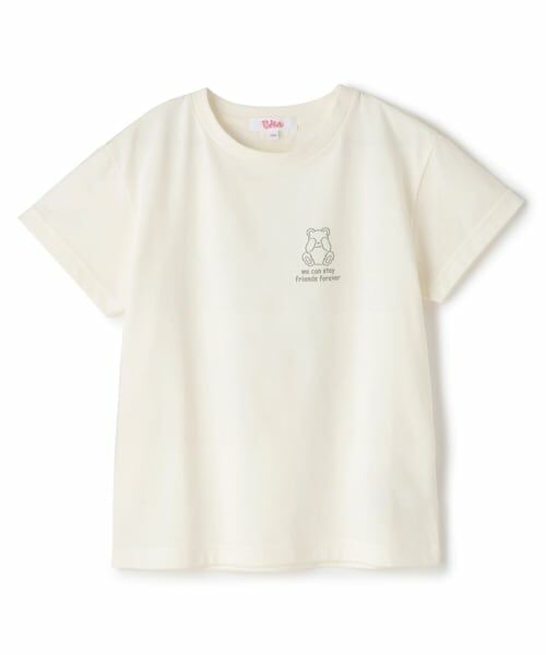 PINK-latte / ピンク ラテ Tシャツ | 【デイリープライス】サークルロゴ発砲くまちゃん半袖T（アイボリー）