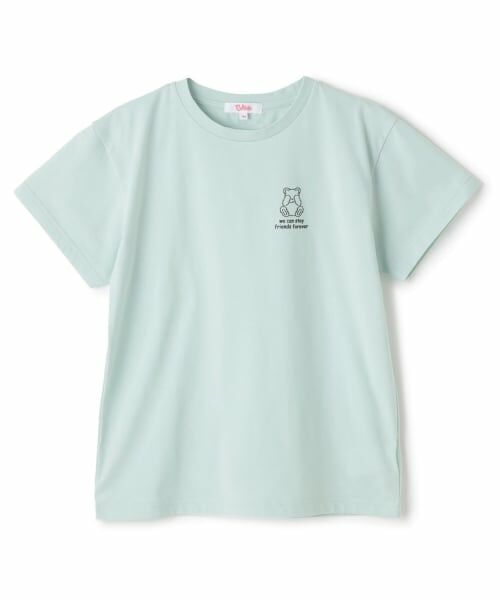 PINK-latte / ピンク ラテ Tシャツ | 【デイリープライス】サークルロゴ発砲くまちゃん半袖T（エメラルド グリーン）