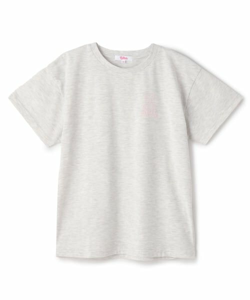 PINK-latte / ピンク ラテ Tシャツ | 【デイリープライス】サークルロゴ発砲くまちゃん半袖T（シロ杢）