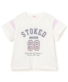 PINK-latte / ピンク ラテ Tシャツ | 袖チュール切替ナンバリング半袖Tシャツ