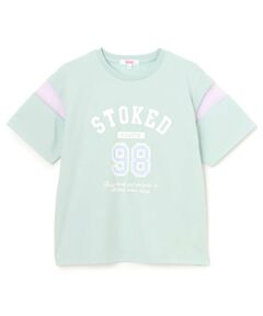 PINK-latte / ピンク ラテ Tシャツ | 袖チュール切替ナンバリング半袖Tシャツ