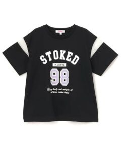 PINK-latte / ピンク ラテ Tシャツ | 袖チュール切替ナンバリング半袖Tシャツ