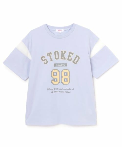 PINK-latte / ピンク ラテ Tシャツ | 袖チュール切替ナンバリング半袖Tシャツ（ラベンダー）