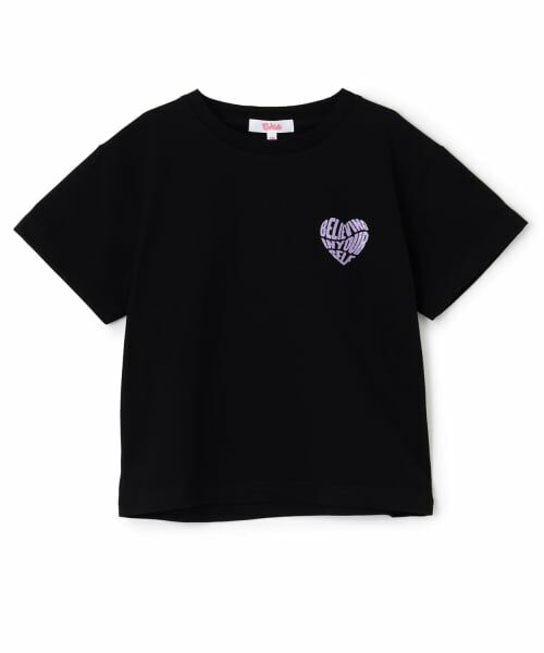 PINK-latte / ピンク ラテ Tシャツ | 【デイリープライス】バックハートラメロゴ半袖Tシャツ（黒）