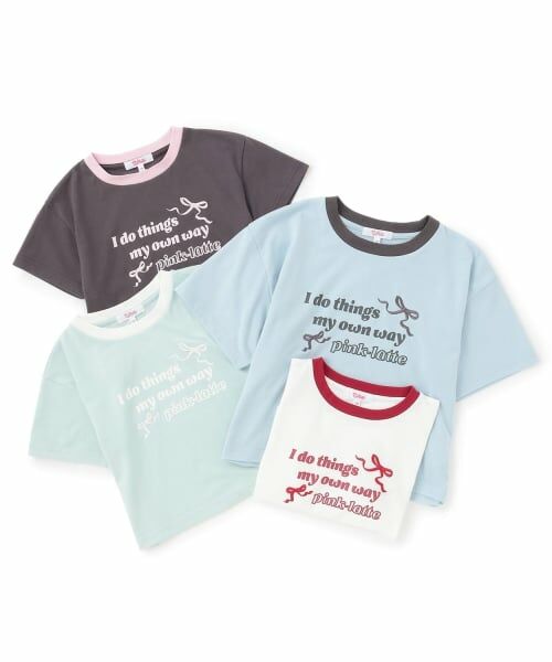 PINK-latte / ピンク ラテ Tシャツ | 【デイリープライス】リボンリンガー半袖Tシャツ | 詳細7