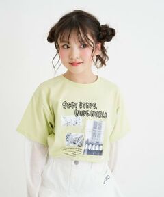 PINK-latte / ピンク ラテ Tシャツ | メッシュ袖切替ドッキングビッグTシャツ