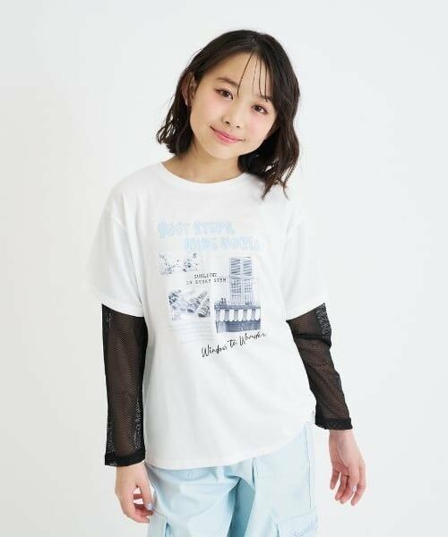 PINK-latte / ピンク ラテ Tシャツ | メッシュ袖切替ドッキングビッグTシャツ | 詳細13