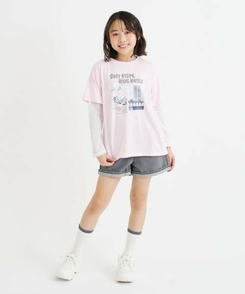 PINK-latte / ピンク ラテ Tシャツ | メッシュ袖切替ドッキングビッグTシャツ | 詳細21