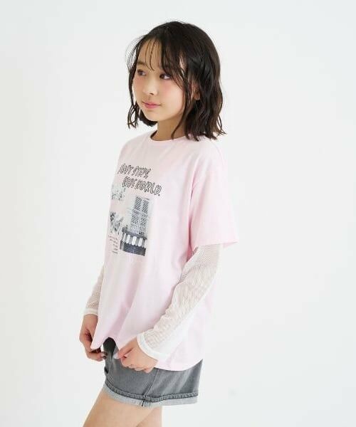 PINK-latte / ピンク ラテ Tシャツ | メッシュ袖切替ドッキングビッグTシャツ | 詳細22