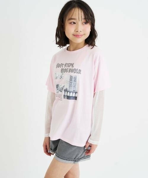 PINK-latte / ピンク ラテ Tシャツ | メッシュ袖切替ドッキングビッグTシャツ | 詳細23