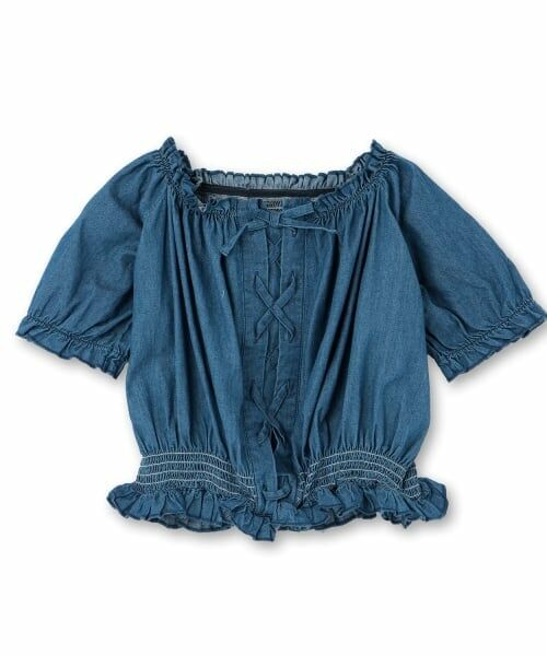 PINK-latte / ピンク ラテ シャツ・ブラウス | レースアップオフショルブラウス（ライト ブルー）