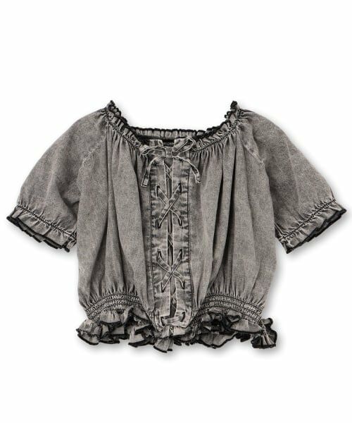 PINK-latte / ピンク ラテ シャツ・ブラウス | レースアップオフショルブラウス（グレー）