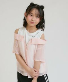 PINK-latte / ピンク ラテ シャツ・ブラウス | 肩あきシアーチェックドッキングシャツ