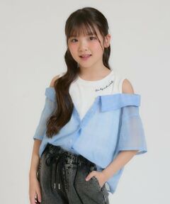 PINK-latte / ピンク ラテ シャツ・ブラウス | 肩あきシアーチェックドッキングシャツ