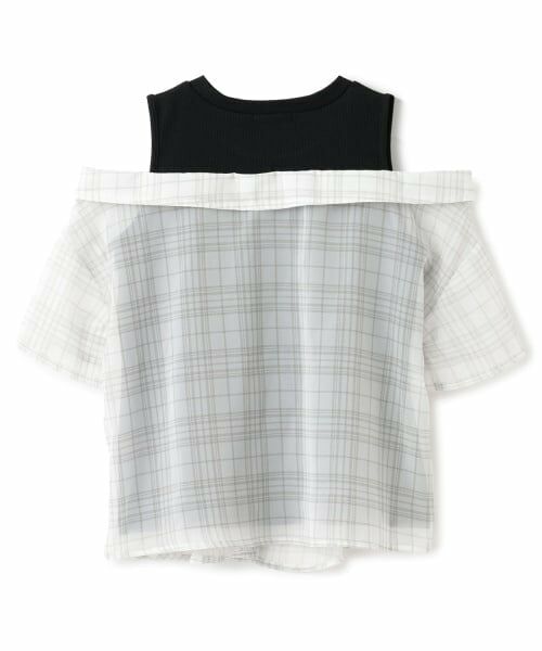 PINK-latte / ピンク ラテ シャツ・ブラウス | 肩あきシアーチェックドッキングシャツ | 詳細1