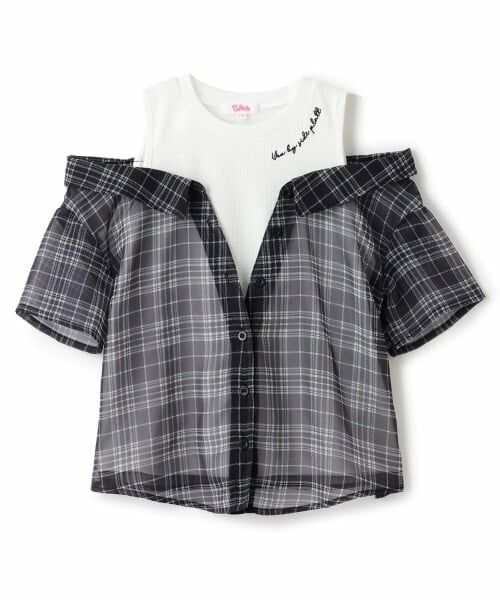 PINK-latte / ピンク ラテ シャツ・ブラウス | 肩あきシアーチェックドッキングシャツ | 詳細11