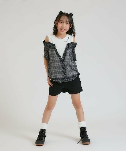 PINK-latte / ピンク ラテ シャツ・ブラウス | 肩あきシアーチェックドッキングシャツ | 詳細12