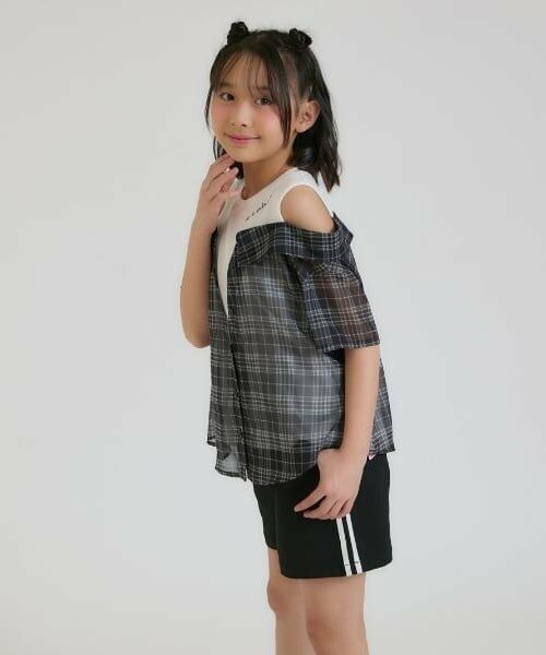 PINK-latte / ピンク ラテ シャツ・ブラウス | 肩あきシアーチェックドッキングシャツ | 詳細14