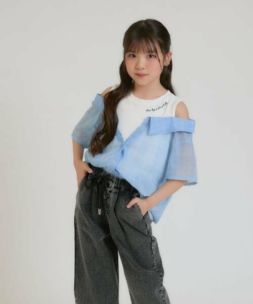 PINK-latte / ピンク ラテ シャツ・ブラウス | 肩あきシアーチェックドッキングシャツ | 詳細18