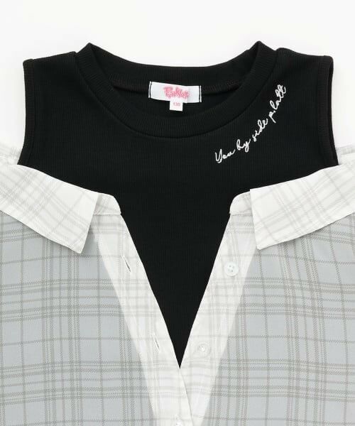 PINK-latte / ピンク ラテ シャツ・ブラウス | 肩あきシアーチェックドッキングシャツ | 詳細2