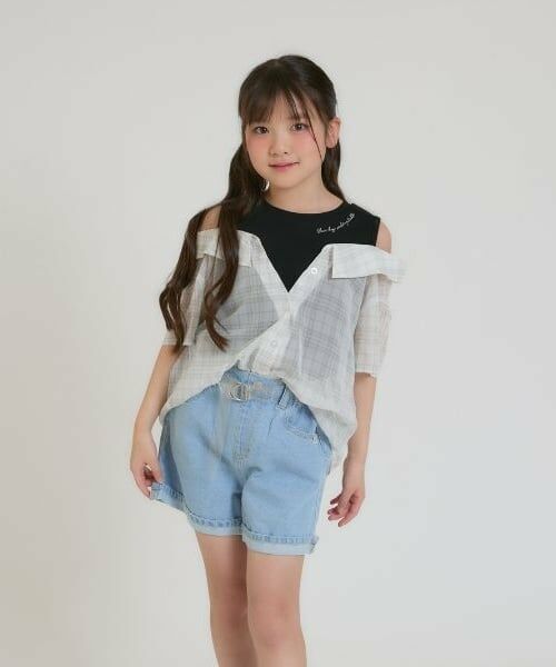 PINK-latte / ピンク ラテ シャツ・ブラウス | 肩あきシアーチェックドッキングシャツ | 詳細20