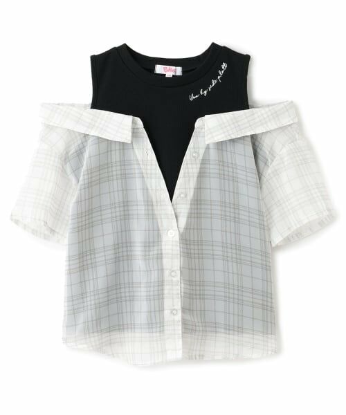 PINK-latte / ピンク ラテ シャツ・ブラウス | 肩あきシアーチェックドッキングシャツ | 詳細8