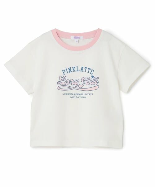 PINK-latte / ピンク ラテ Tシャツ | 【別注】ロゴプリントリンガーTシャツ（オフ ホワイト）