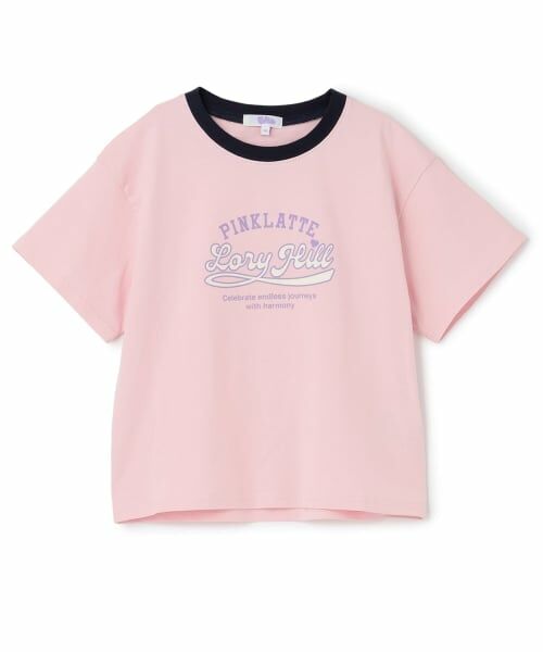 PINK-latte / ピンク ラテ Tシャツ | 【別注】ロゴプリントリンガーTシャツ（ピンク）