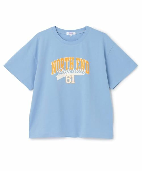 PINK-latte / ピンク ラテ Tシャツ | 【別注】カレッジナンバー発砲プリントTシャツ（サックス）