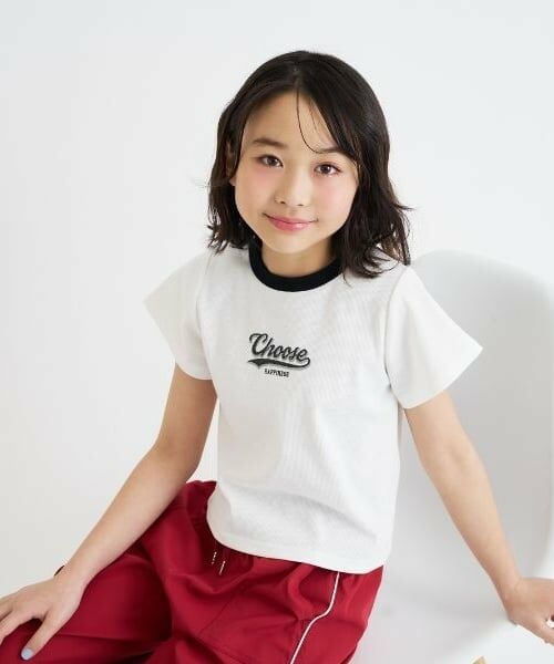 PINK-latte / ピンク ラテ Tシャツ | 【デイリープライス】アソート柄半袖テレコトップス（黒）