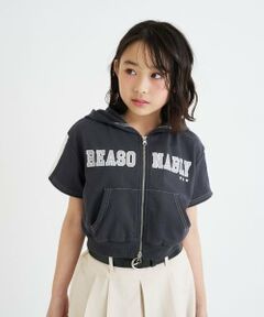 PINK-latte / ピンク ラテ パーカー | ダブルZIPミニウラケ半袖パーカー