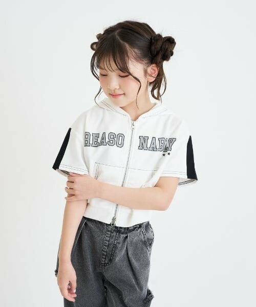 PINK-latte / ピンク ラテ パーカー | ダブルZIPミニウラケ半袖パーカー（オフ ホワイト）