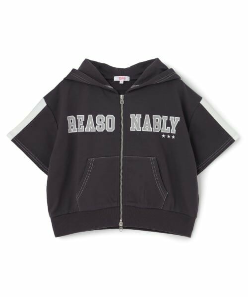 PINK-latte / ピンク ラテ パーカー | ダブルZIPミニウラケ半袖パーカー | 詳細10